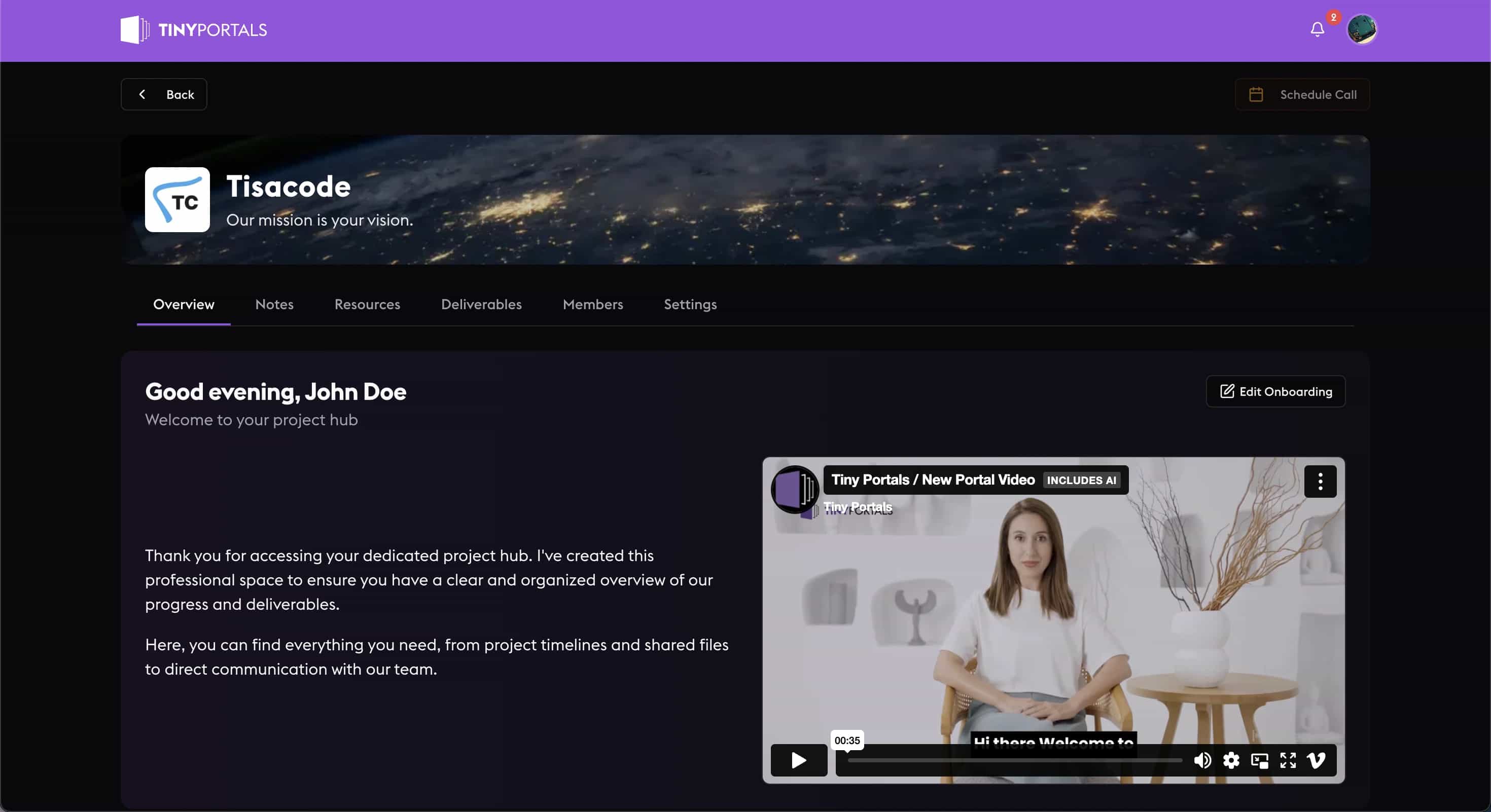 Tiny Portals Dashboard Preview